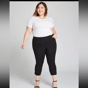 Lane Bryant The Allie Black Cropped Stretchy Pants EUC Sz 20 Cotton Straight